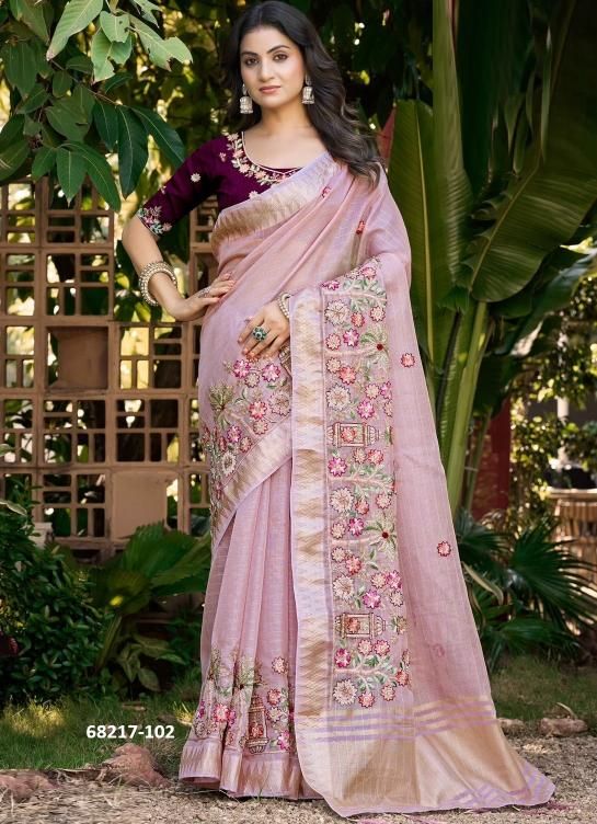 PASTEL BEADS - Catalog # 68217 (Set of 6 Sarees)
