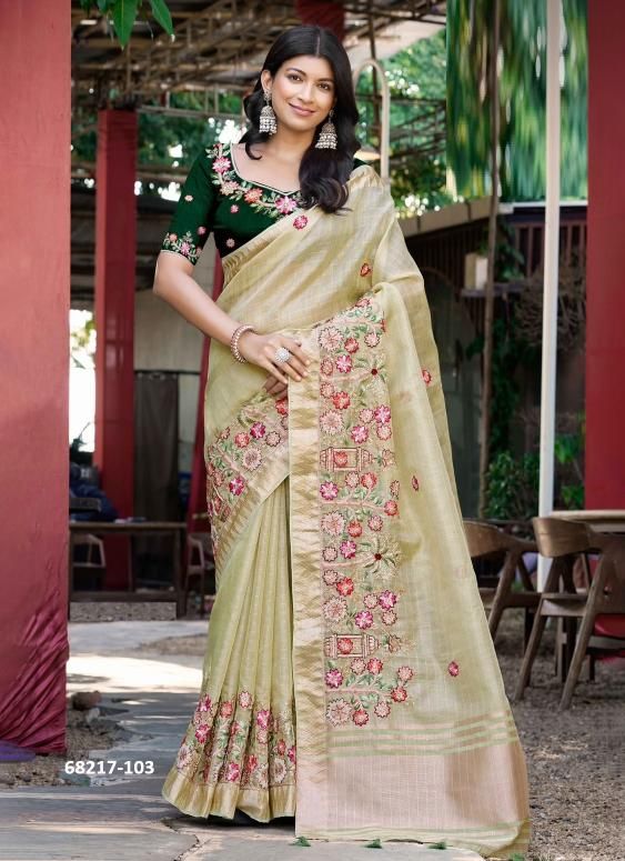 PASTEL BEADS - Catalog # 68217 (Set of 6 Sarees)