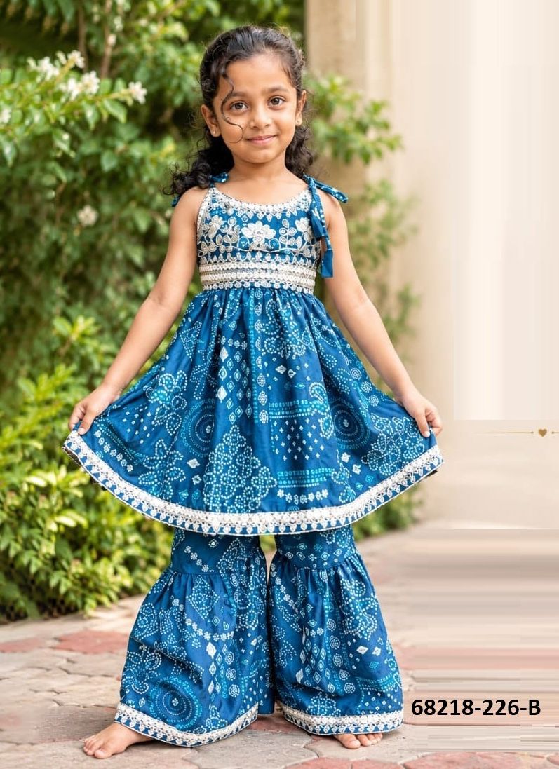 KIDS - GHARARA CO-ORD SET - Catalog # 68218 (Set of 4 Tops With Bottoms)