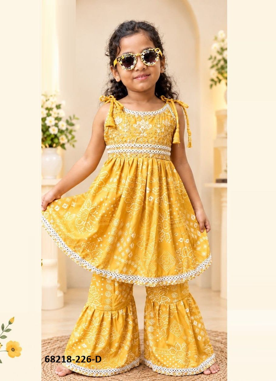KIDS - GHARARA CO-ORD SET - Catalog # 68218 (Set of 4 Tops With Bottoms)