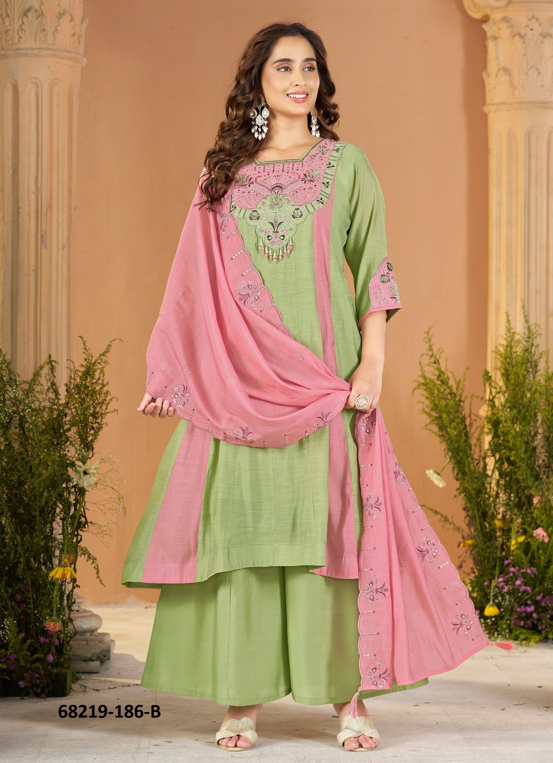 CHANDERI THREADS - Catalog # 68219 (Set of 4 Readymade Salwar Suits)