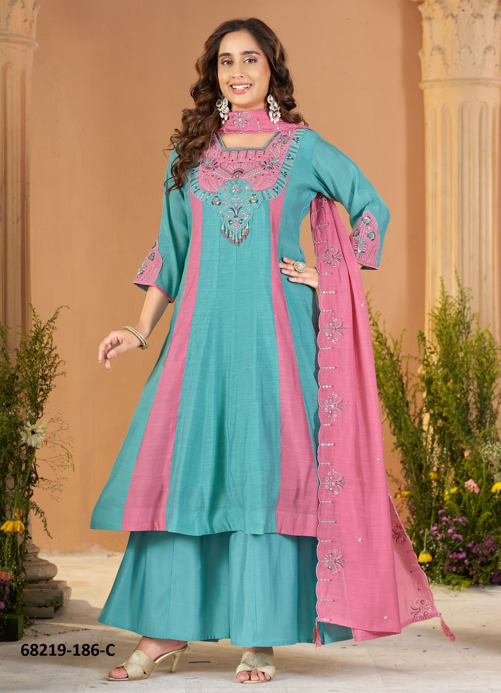 CHANDERI THREADS - Catalog # 68219 (Set of 4 Readymade Salwar Suits)