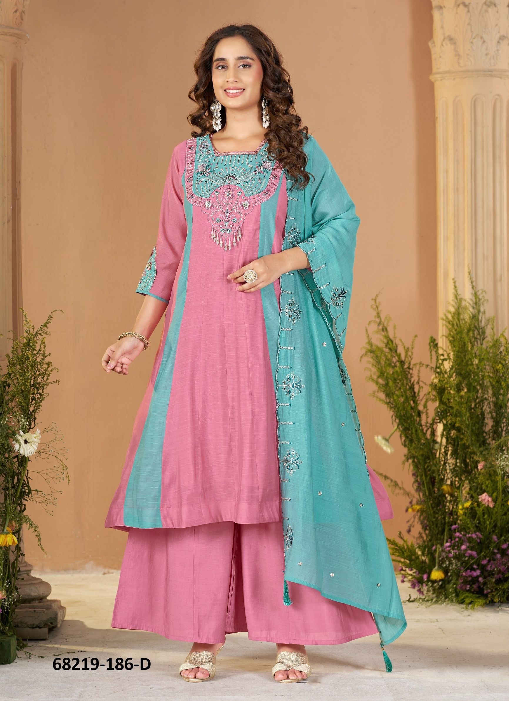 CHANDERI THREADS - Catalog # 68219 (Set of 4 Readymade Salwar Suits)