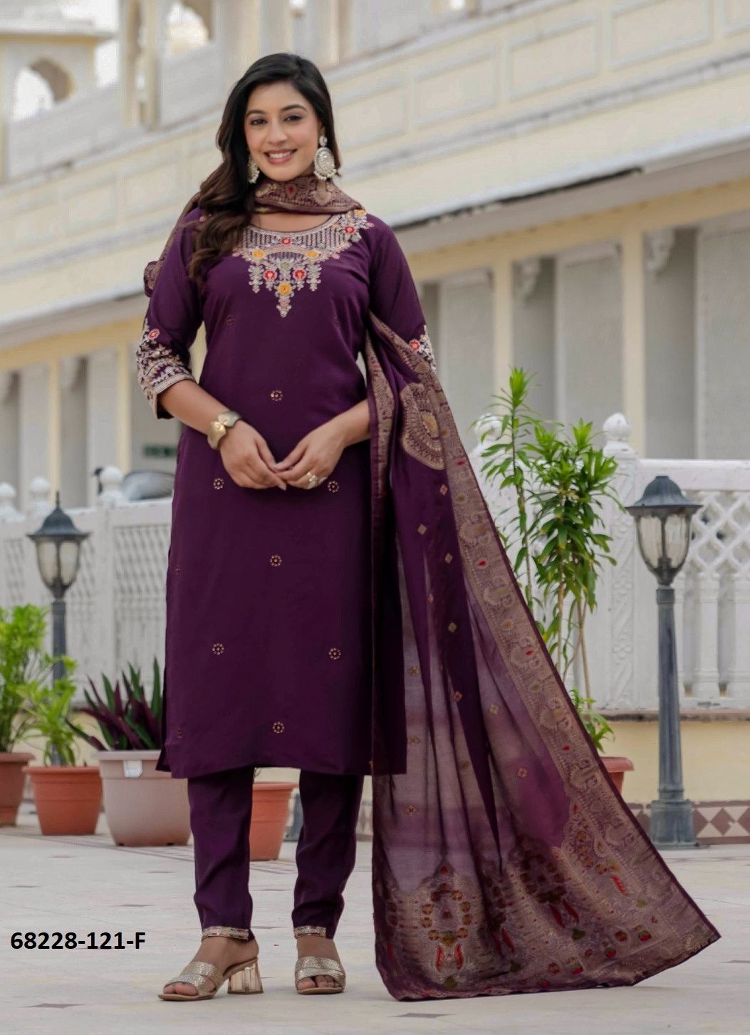 MULTI HEAD SEQUINS - Catalog # 68228 (Set of 6 Readymade Salwar Suits)
