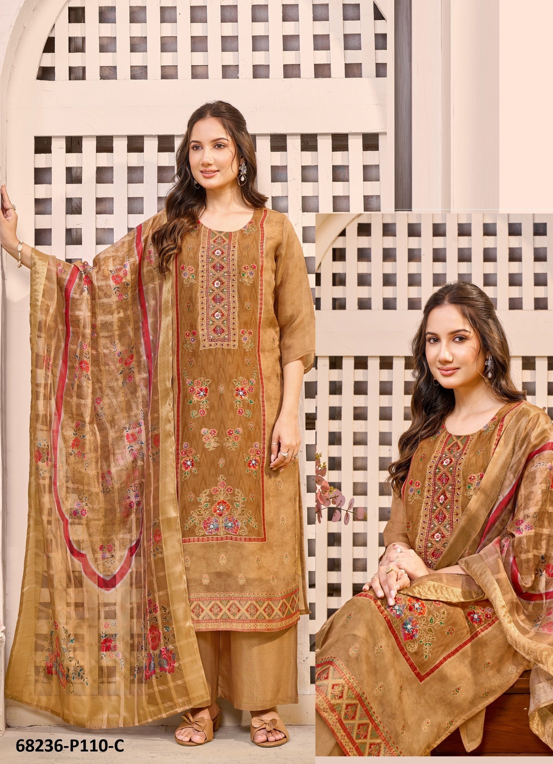JACQUARD DIGITAL - Catalog # 68236 (Set of 4 SIZE-SETS [Readymade Salwar Suits])
