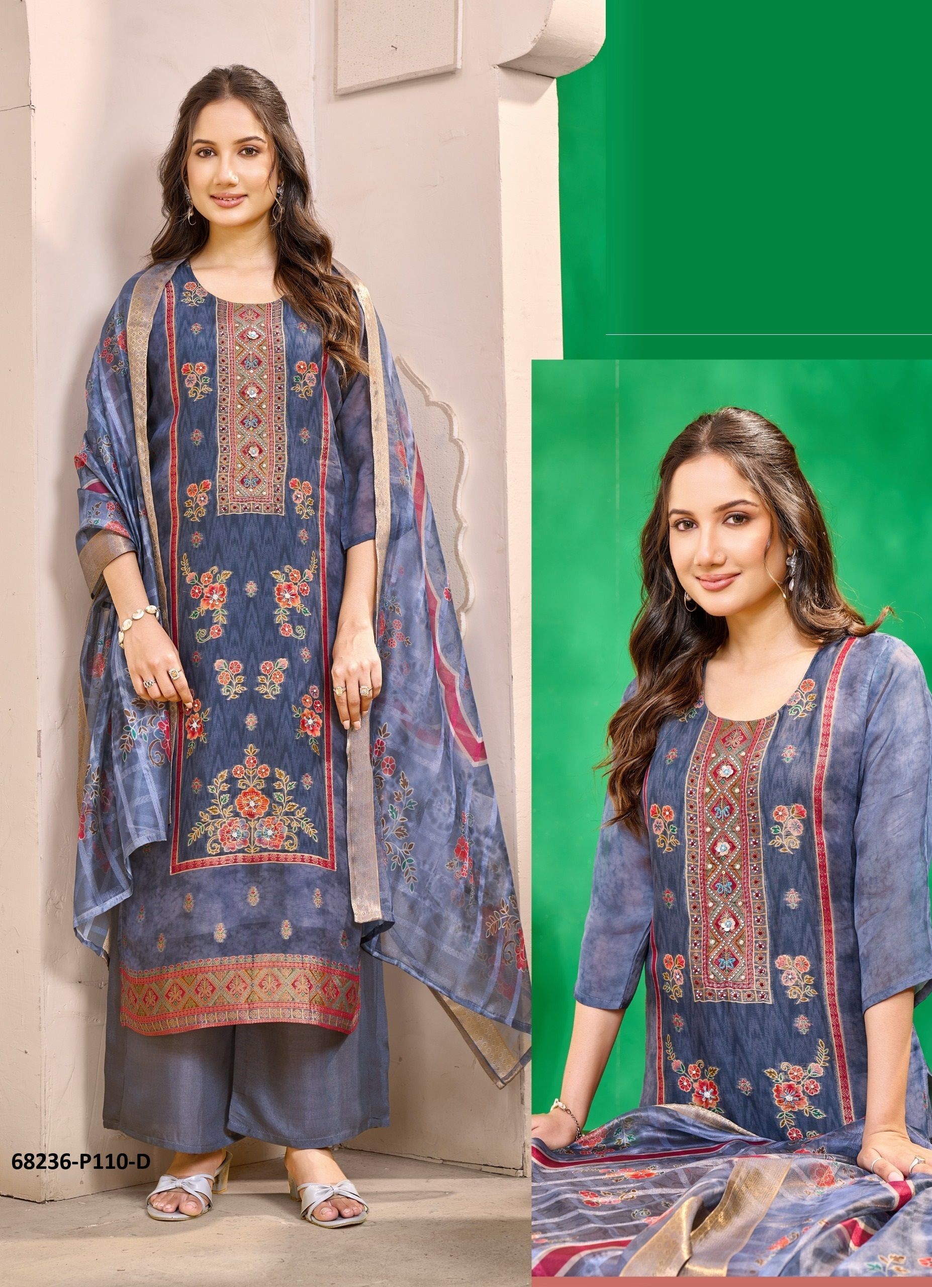 JACQUARD DIGITAL - Catalog # 68236 (Set of 4 SIZE-SETS [Readymade Salwar Suits])
