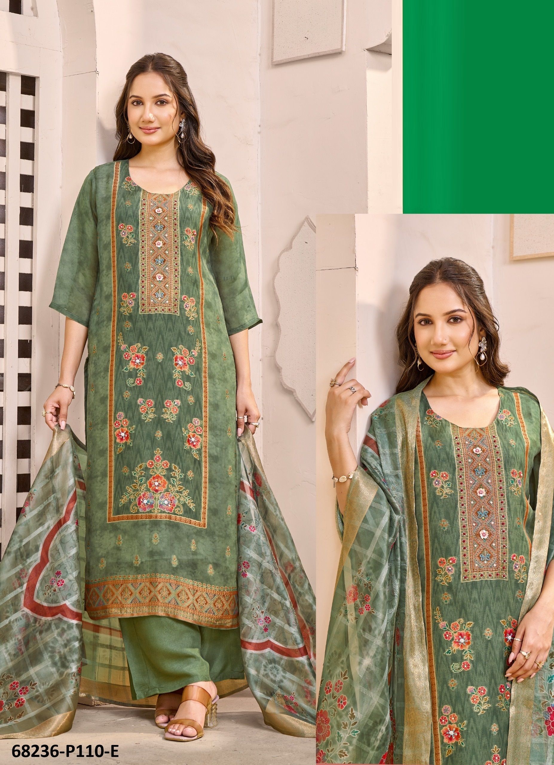 JACQUARD DIGITAL - Catalog # 68236 (Set of 4 SIZE-SETS [Readymade Salwar Suits])