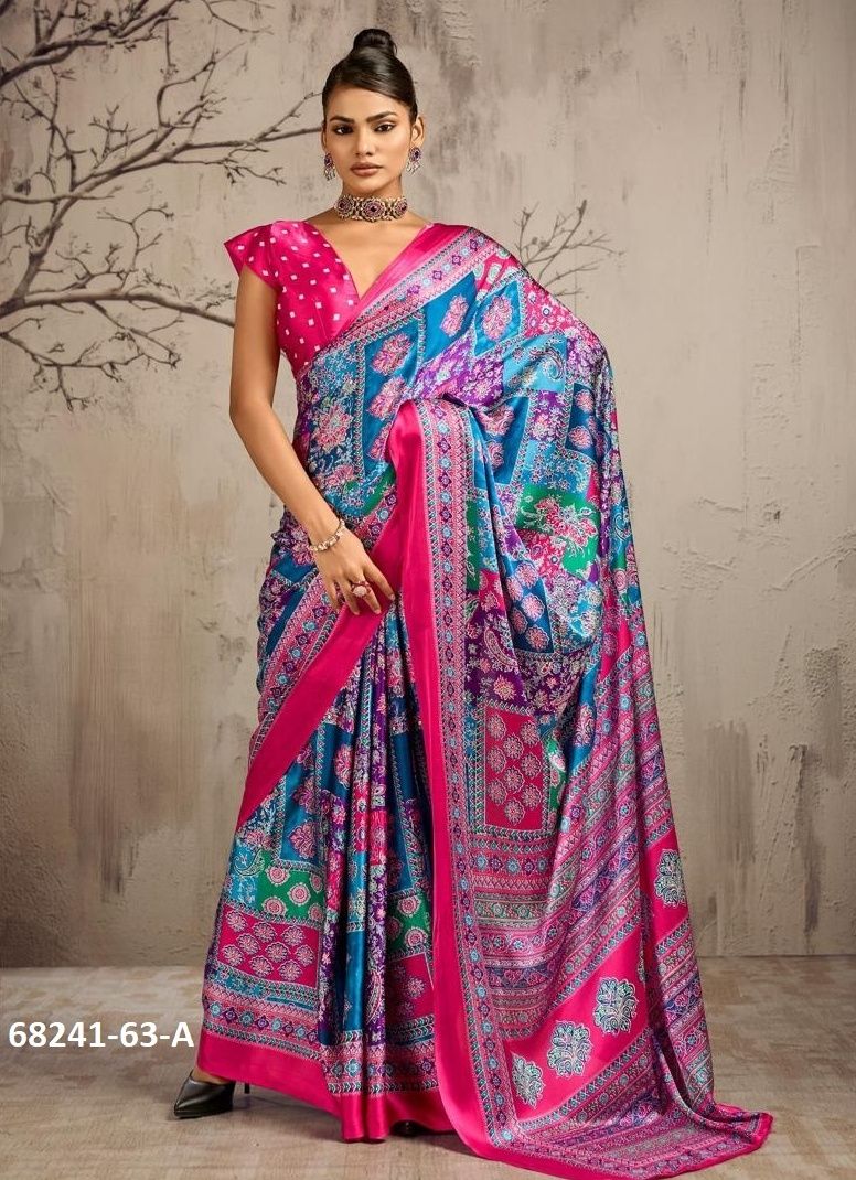 VIBRANY SATIN - Catalog # 68241 (Set of 6 Sarees) VIBRANY SATIN - Catalog # 68241 (Set of 6 Sarees)