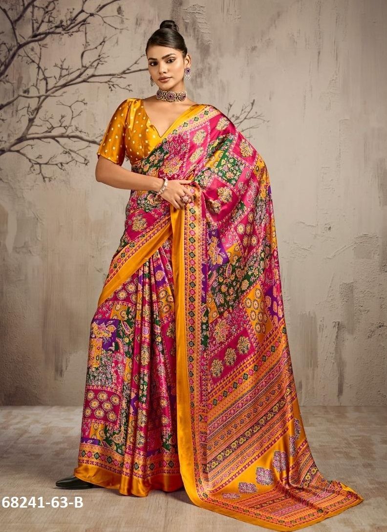 VIBRANY SATIN - Catalog # 68241 (Set of 6 Sarees) VIBRANY SATIN - Catalog # 68241 (Set of 6 Sarees)