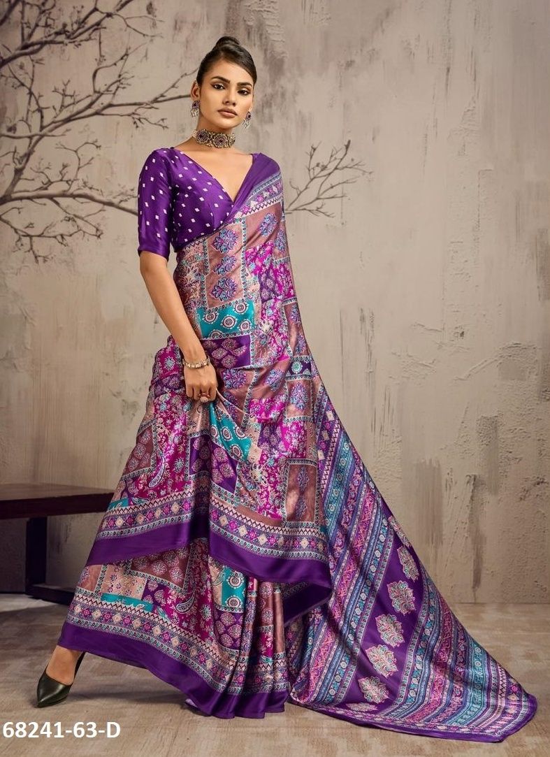 VIBRANY SATIN - Catalog # 68241 (Set of 6 Sarees) VIBRANY SATIN - Catalog # 68241 (Set of 6 Sarees)