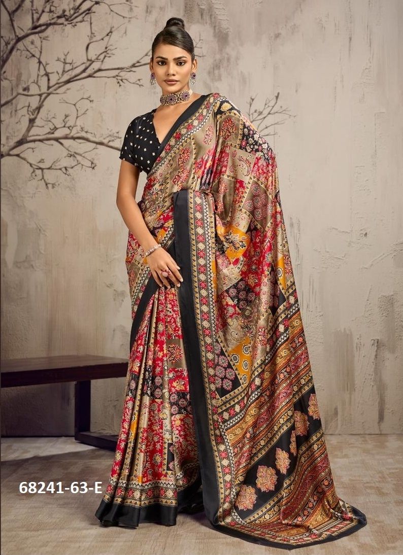 VIBRANY SATIN - Catalog # 68241 (Set of 6 Sarees) VIBRANY SATIN - Catalog # 68241 (Set of 6 Sarees)