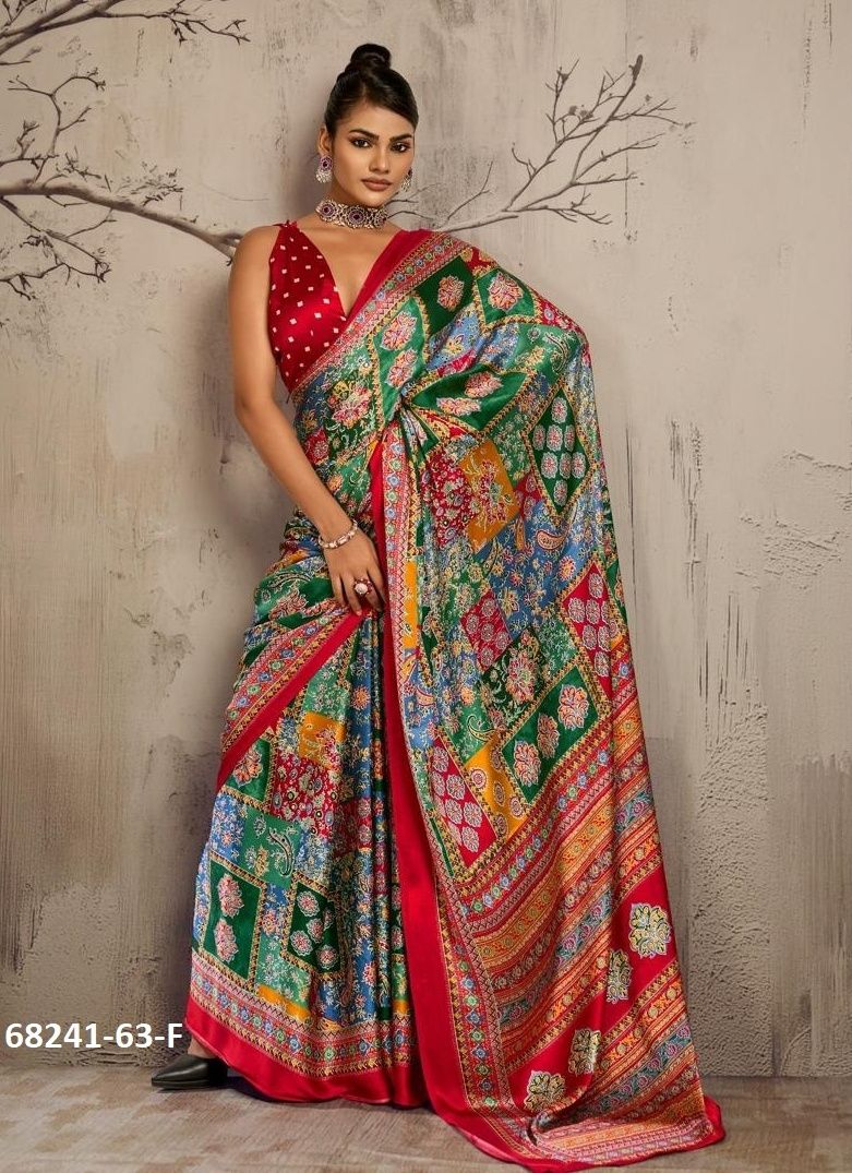 VIBRANY SATIN - Catalog # 68241 (Set of 6 Sarees) VIBRANY SATIN - Catalog # 68241 (Set of 6 Sarees)