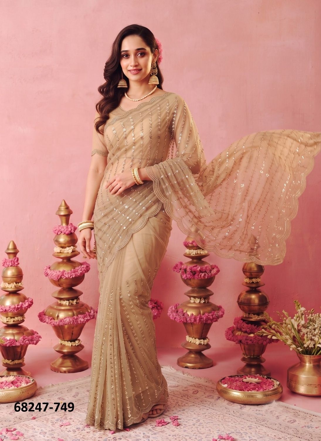 NET SEQUINS - Catalog # 68247 (Set of 3 Sarees) NET SEQUINS - Catalog # 68247 (Set of 3 Sarees)