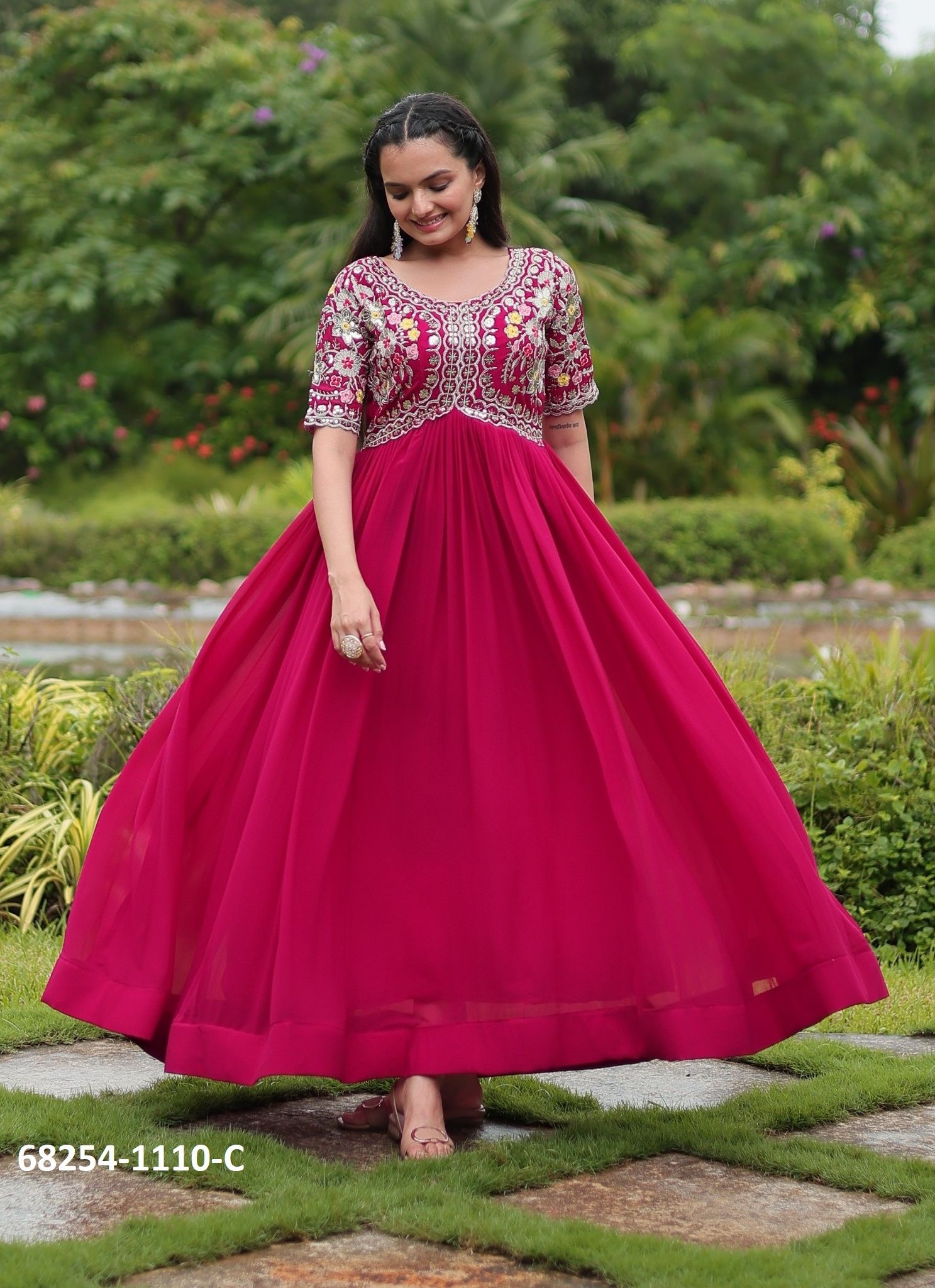 BLOOMING SEQUINS - Catalog # 68254 (Set of 4 Readymade Gowns) BLOOMING SEQUINS - Catalog # 68254 (Set of 4 Readymade Gowns)