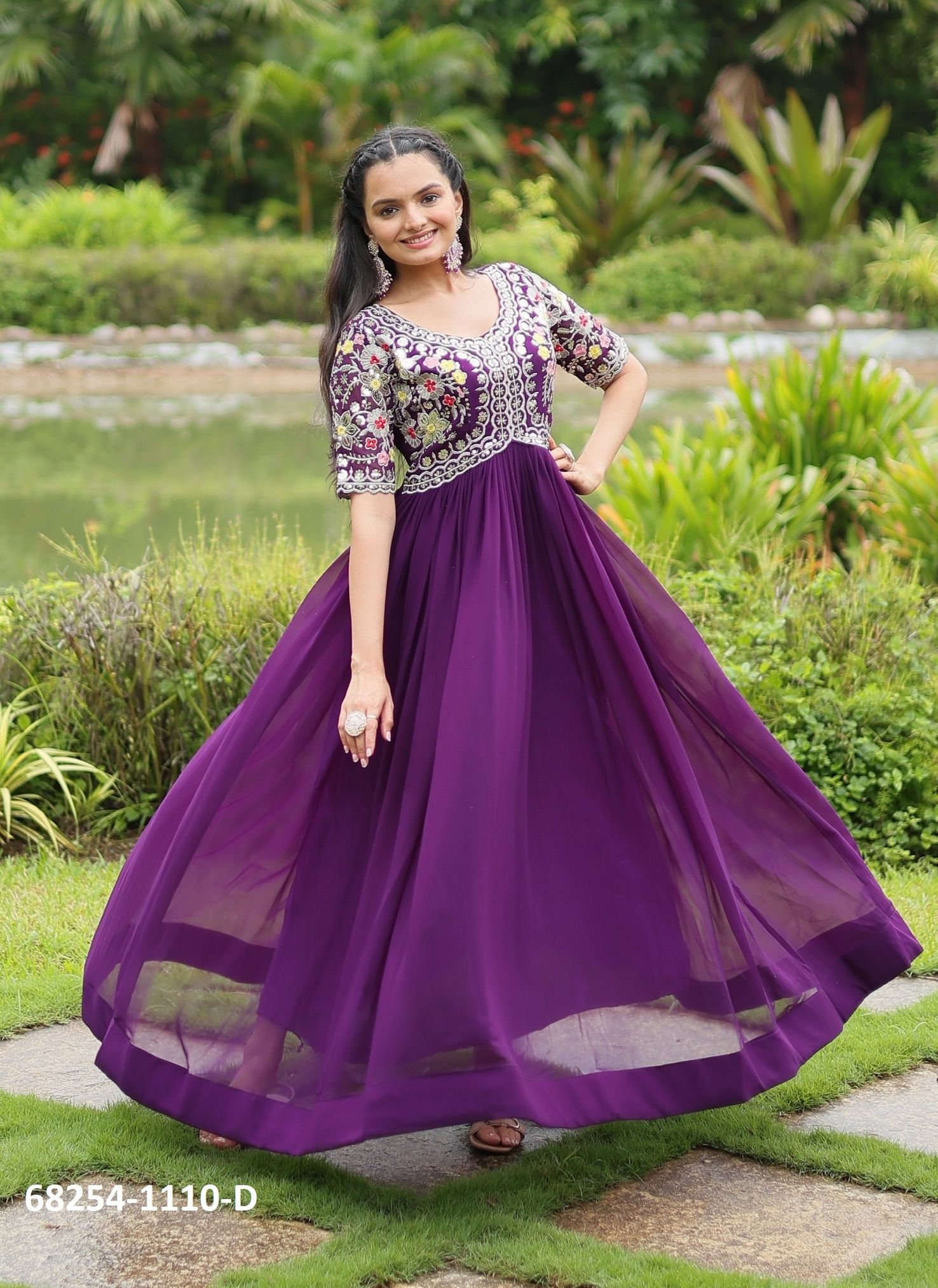 BLOOMING SEQUINS - Catalog # 68254 (Set of 4 Readymade Gowns) BLOOMING SEQUINS - Catalog # 68254 (Set of 4 Readymade Gowns)