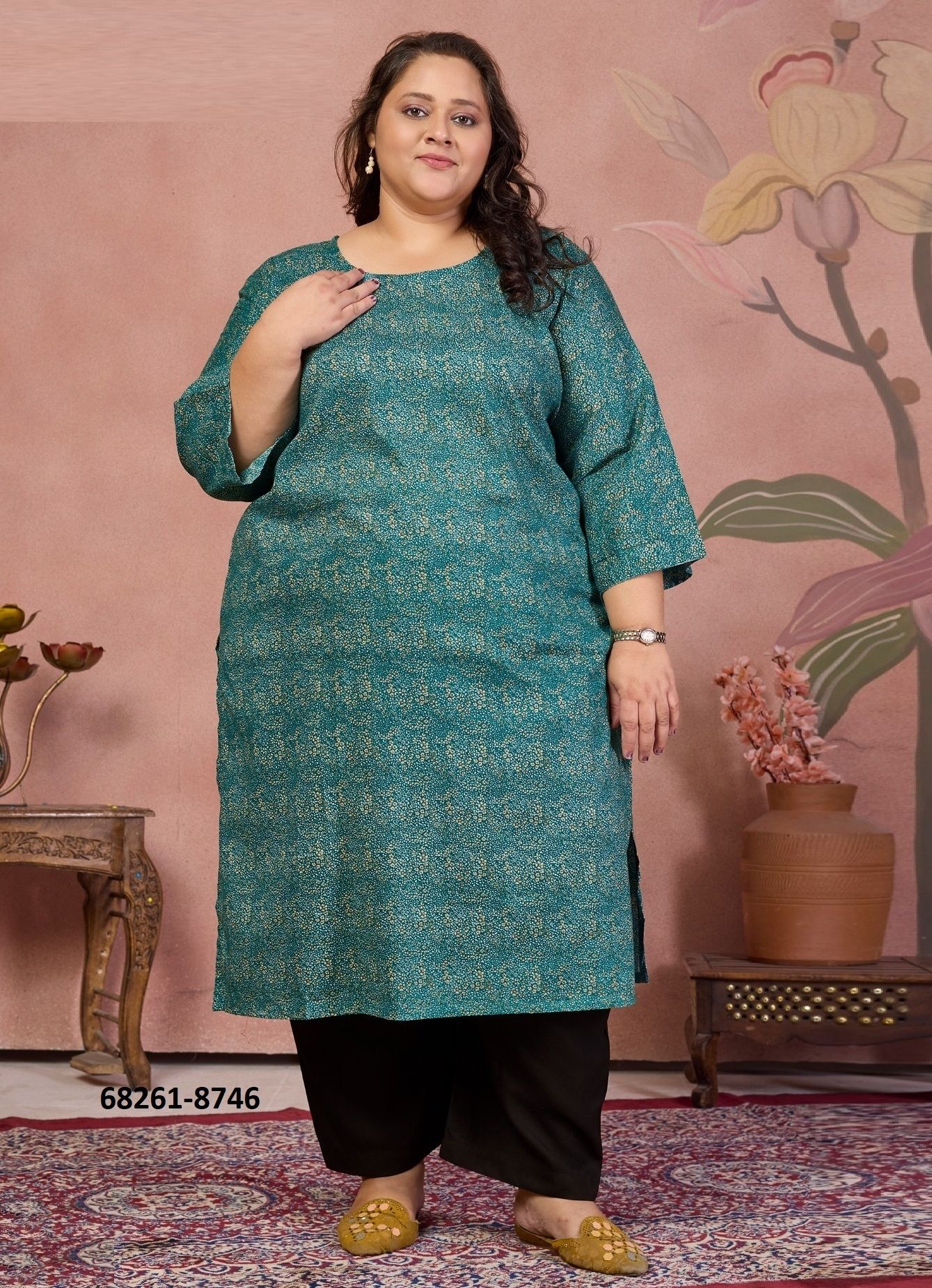 PLUS SIZE - KHUSHNUMA - Catalog # 68261 (Set of 4 Tops With Bottoms)
