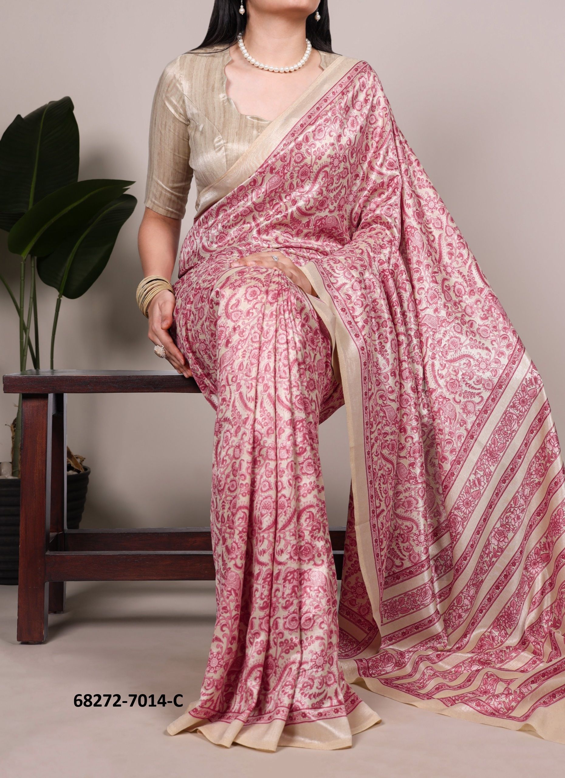 TUSSER PRINT - Catalog # 68272 (Set of 3 Sarees) TUSSER PRINT - Catalog # 68272 (Set of 3 Sarees)