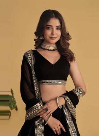 ANTIQUE AURA - CATALOG # 50535 (SET OF 6 LEHENGAS (SEMI-STITCHED))