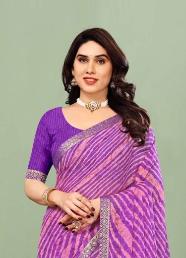 LEHERIYA CHIFFON 104 - CATALOG # 51747 (SET OF 6 SAREES)