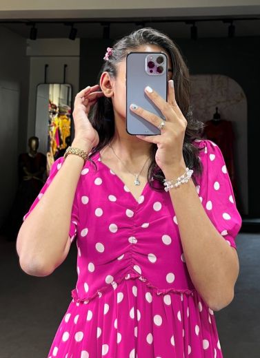 POLKA DOT PRINT - CATALOG # 56801 (SET OF 4 READYMADE KURTIS)
