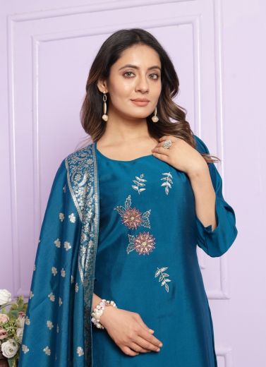 TEAL-YELLOW - Catalog # 57167 (Set of 2 Readymade Salwar Suits) by Brand STROLLAY ®