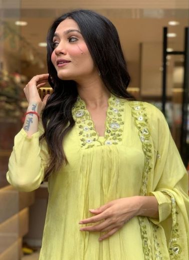 PASTEL CHINON - Catalog # 58722 (Set of 3 Readymade Salwar Suits) by Brand DESI MUSE
