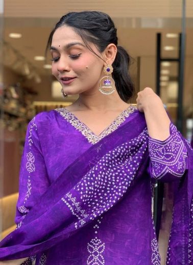 PURPLE & PINK - Catalog # 58733 (Set of 2 Readymade Salwar Suits) by Brand DESI MUSE