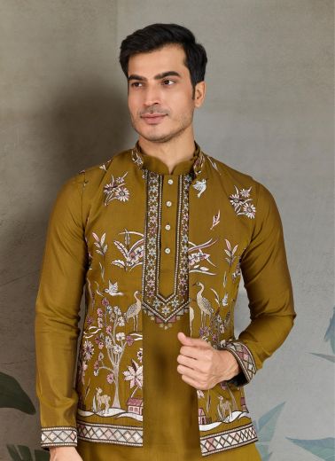 RAJWADA ATTIRE 4 - Catalog # 58832 (Set of 7 Men's Ethnic Wear) by Brand DESI MUSE