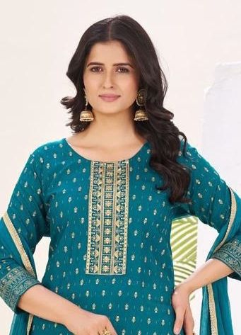 CHAND 3 - Catalog # 59248 (Set of 6 Readymade Salwar Suits) by Brand BLUE HILLS
