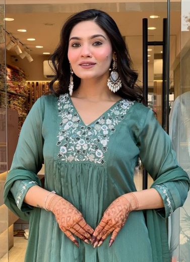 AYUSHI - Catalog # 59439 (Set of 3 Readymade Salwar Suits) by Brand AABHARAN