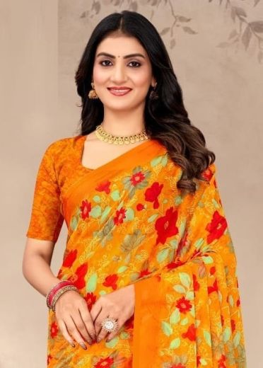 STAR CHIFFON 202 - Catalog # 59522 (Set of 12 Sarees) by Brand RUCHI SAREES