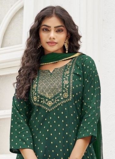 GOLD STAR - Catalog # 59594 (Set of 6 Readymade Salwar Suits) by Brand BLUE HILLS
