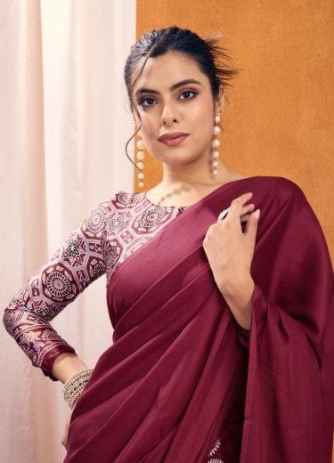 PURE AJRAKH PRINT 1 - Catalog # 59632 (Set of 5 Sarees) by Brand RAJTEX FABRICS