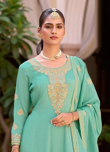 RAKSHA - Catalog # 59656 (Set of 4 Readymade Salwar Suits) by Brand RANGOON