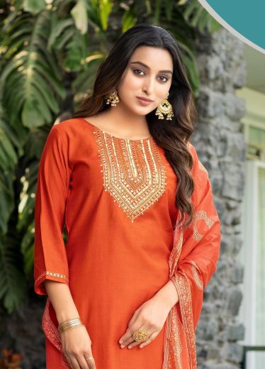 FITOOR - Catalog # 59659 (Set of 6 Readymade Salwar Suits) by Brand KADLEE FASHION