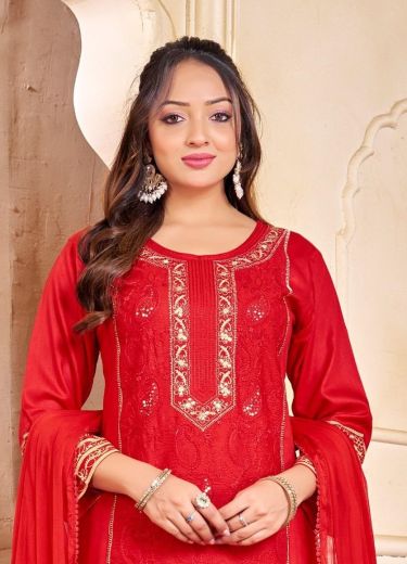 RAYON P4 - Catalog # 59664 (Set of 7 SIZE-SETS [Readymade Salwar Suits]) by Brand RED FEATHER