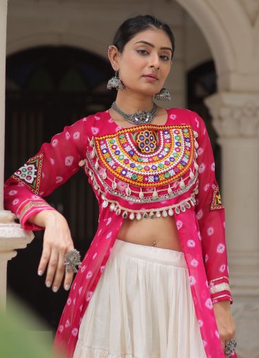 NAVRATRI CHOLI & SKIRT SET - Catalog # 59718 (Set of 6 Readymade Lehengas) by Brand MEHERIYA