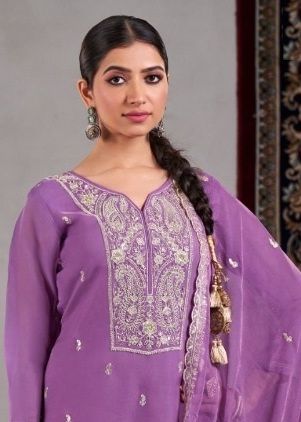 ROOP - Catalog # 59776 (Set of 4 Semi-Stitched / Un-Stitched Suits) by Brand FOUR DOTS