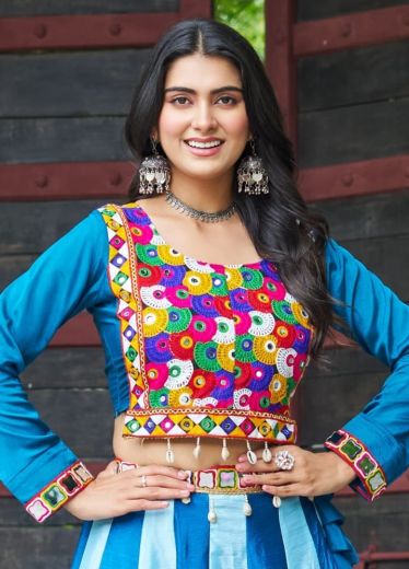 NAVRATRI SERIES 5045 - Catalog # 59827 (Set of 4 Readymade Lehengas) by Brand MEHERIYA