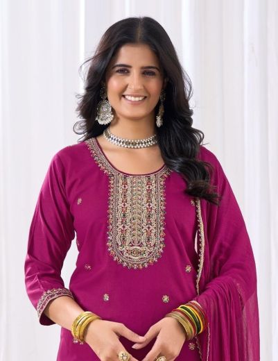 ISHA - Catalog # 59936 (Set of 6 Readymade Salwar Suits) by Brand BLUE HILLS