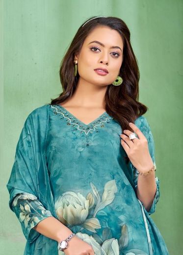 DIGITAL PRINTS PALAZZO - Catalog # 59945 (Set of 7 SIZE-SETS [Readymade Salwar Suits]) by Brand DESI MUSE