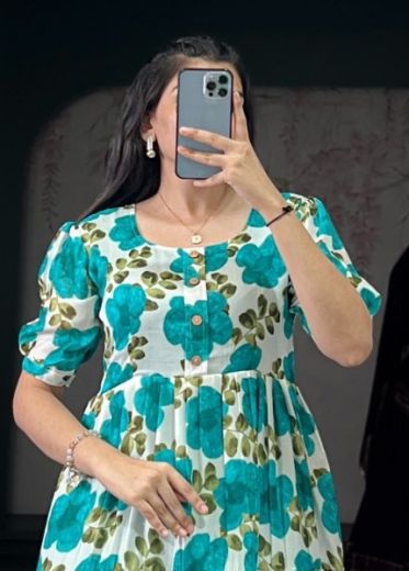 FROCK - MAXI - DRESS - Catalog # 60005 (Set of 4 Readymade Women's Kurtis / Tops) by Brand DESI MUSE