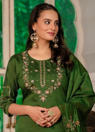 SILK THREADS - Catalog # 60056 (Set of 3 Readymade Salwar Suits) by Brand SERENGETI
