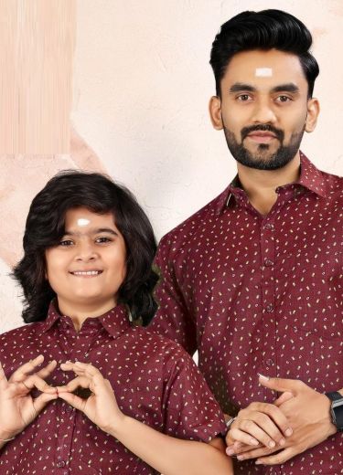 KESAVAN [SHIRT + VESTI] - Catalog # 60092 (Set of 6 FATHER-SON COMBO) by Brand AABHARAN