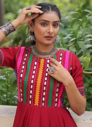 NAVRATRI WEAR 1202 - Catalog # 60100 (Set of 2 Readymade Gowns) by Brand AABHARAN
