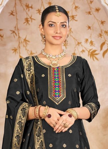 LICHI SILK JACQUARD - Catalog # 60138 (Set of 4 SIZE-SETS [Readymade Salwar Suits]) by Brand POONAM DESIGNER