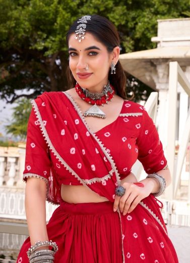BANDHANI SERIES 1663 - Catalog # 60161 (Set of 2 Readymade Lehengas) by Brand JAGRAASA