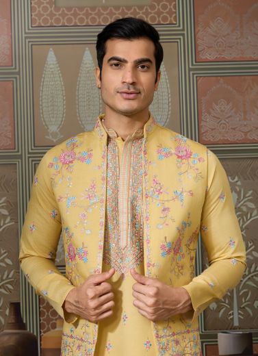 GOLDEN VIRASAT - Catalog # 60221 (Set of 6 Men's Ethnic Wear) by Brand AABHARAN