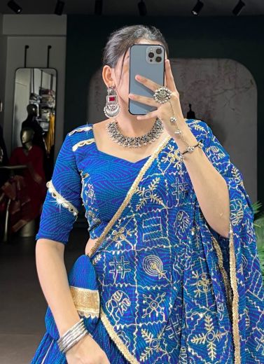 GEORGETTE BANDHANI PRINT 1701 - Catalog # 60303 (Set of 3 Readymade Lehengas) MADE IN INDIA BY AABHARAN