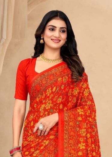 STAR CHIFFON 206 - Catalog # 60387 (Set of 12 Sarees) MADE IN INDIA BY RUCHI SAREES